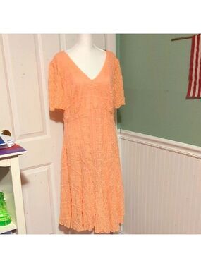 Rabbit Designs Lace Dress Peach Pink Size 18 Wedding 90s Style